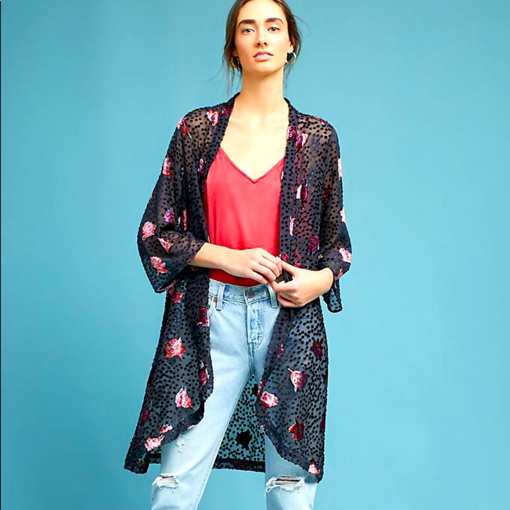 NWT Anthropologie Dottie Velvet Kimono